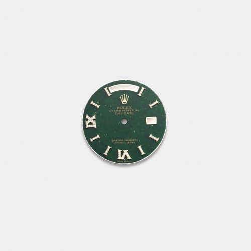 롤렉스 데이데이트 36mm 커스텀다이얼 녹색 어벤추린(Green Aventurine) 다이얼 옐로골드용 로만 다이아 인덱스