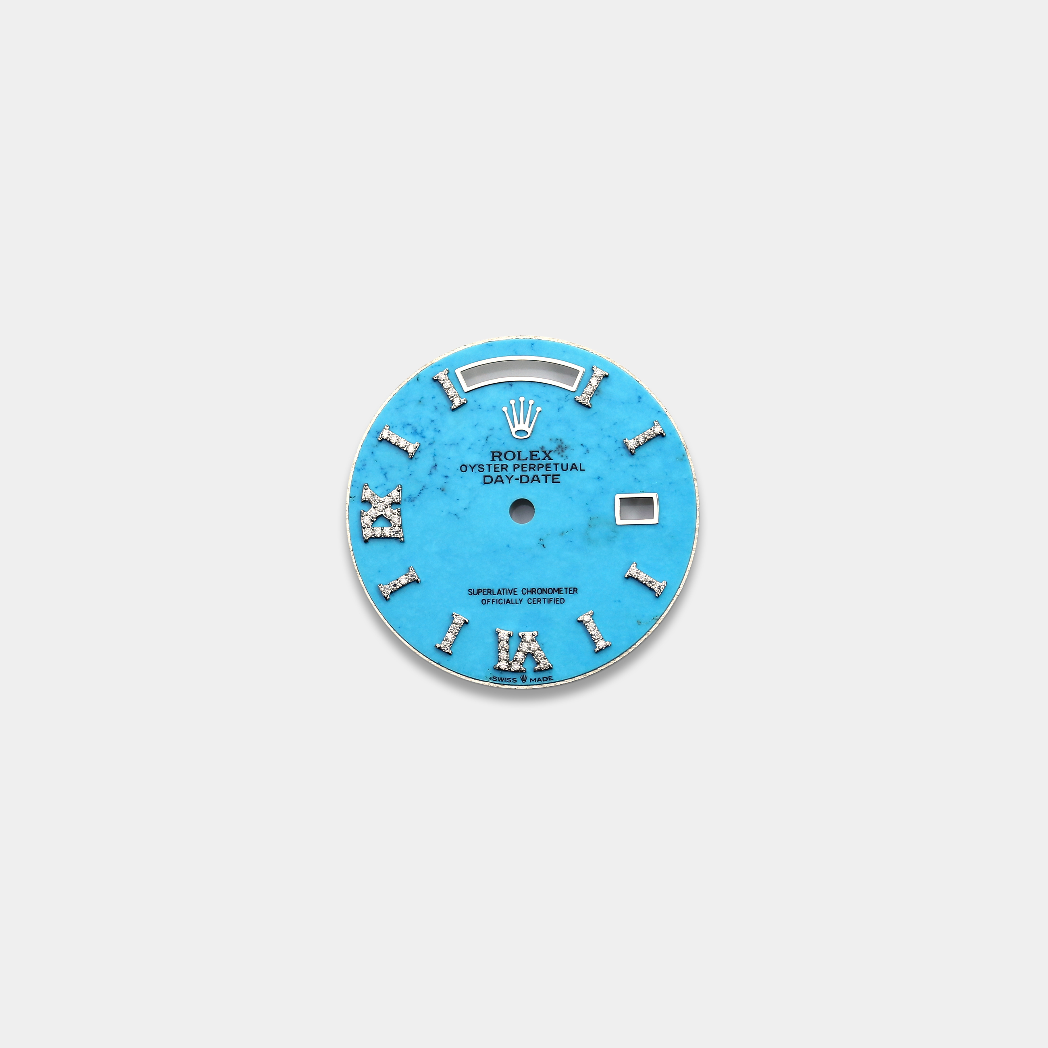 롤렉스 데이데이트 36mm 커스텀다이얼 청색 옥(Blue jadeite) 다이얼 화이트골드용 로만 다이아 인덱스