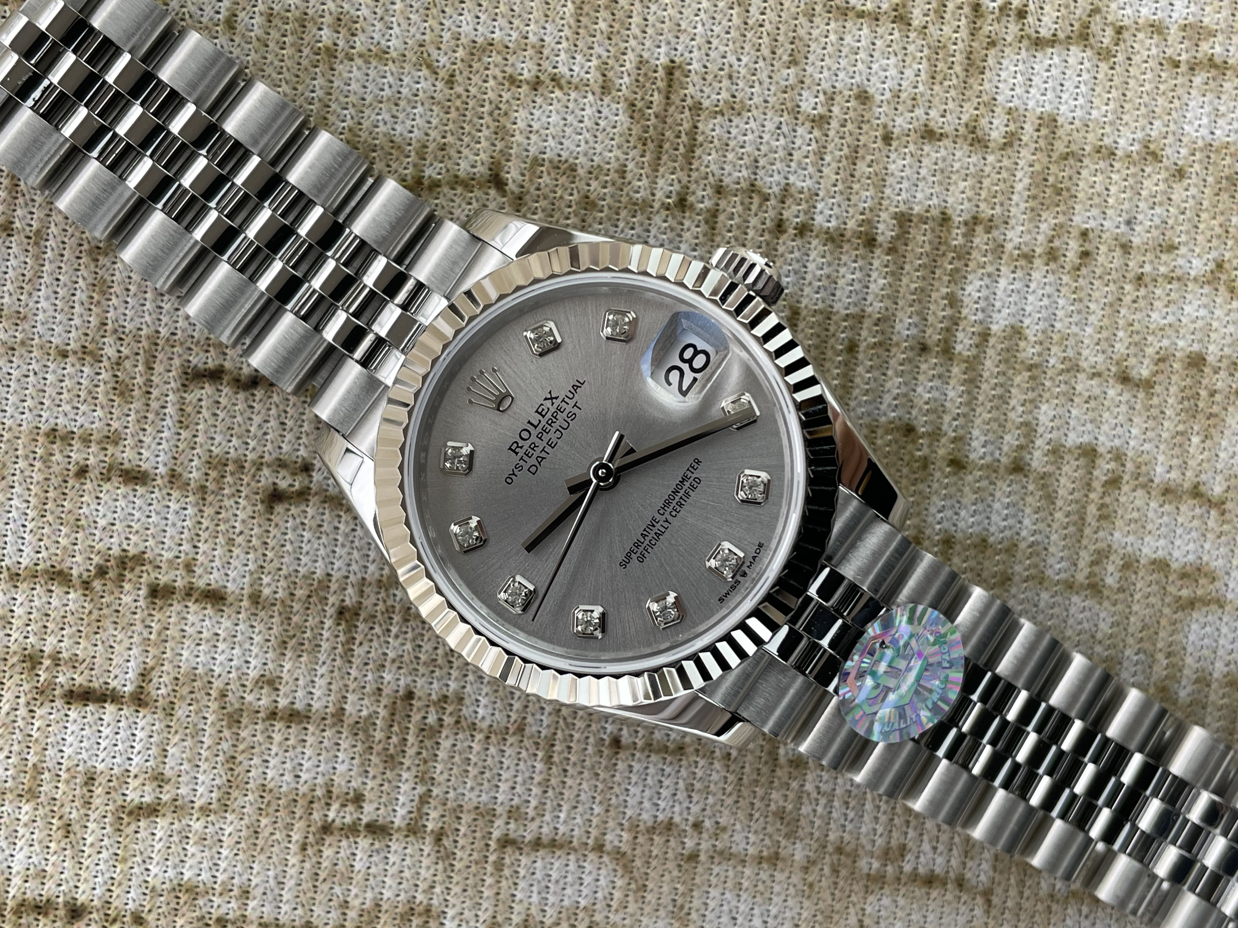 QP공장 롤렉스 데이저스트 31mm 여성용 시계 실버다이얼 텐포인트 10P 플루티드 베젤 쥬빌레 밴드  